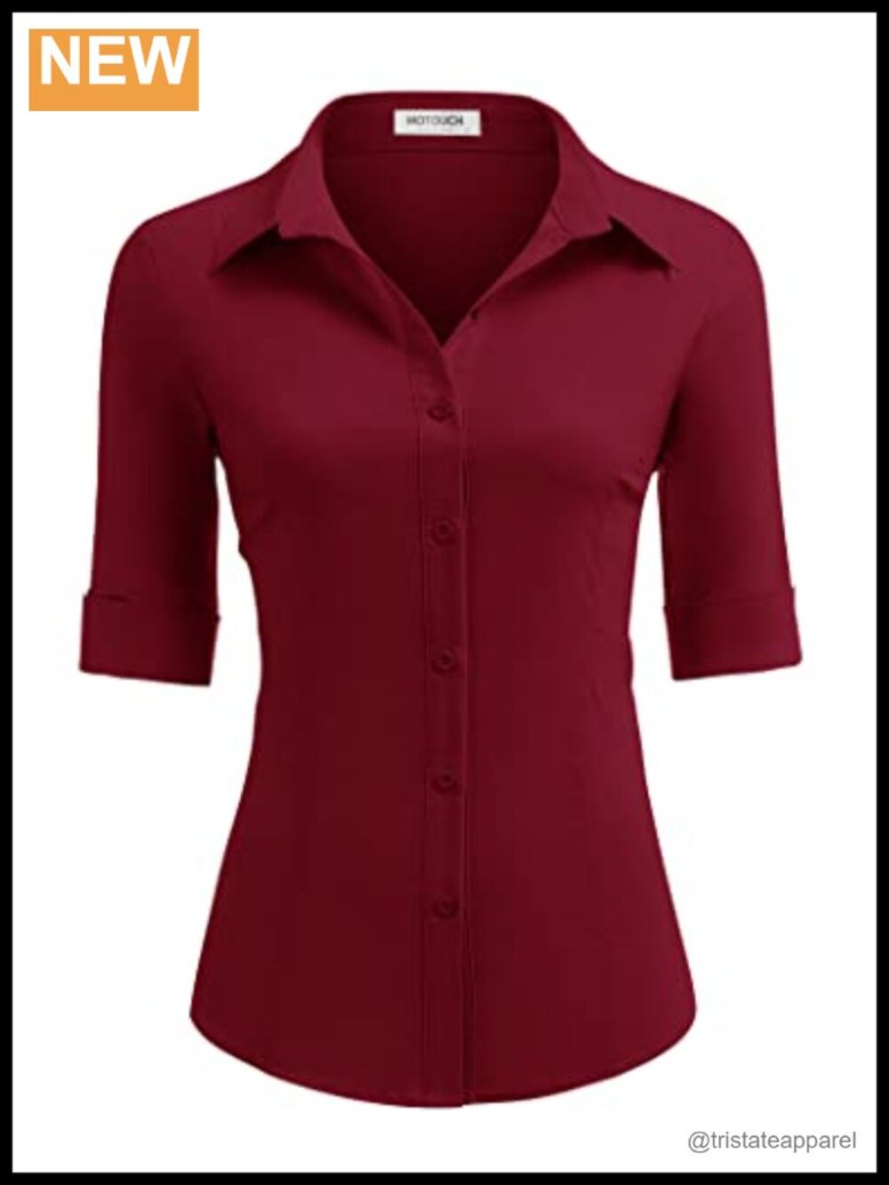 Women's 3/4 Sleeve Stretch Button Down Shirt
